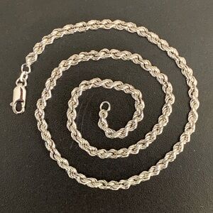 VTG Signed MILOR ITALY 925 Sterling Silver Rope Necklace - 18”